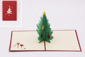 Biglietto piccolo tridimensionale albero di Natale 